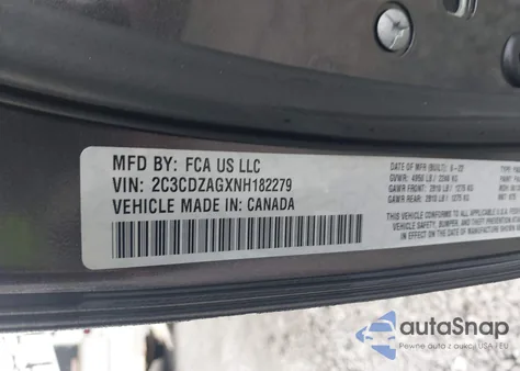 2022 Dodge Challenger Sxt из США, поврежденный, VIN 2C3CDZAGXNH182279